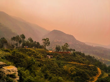 Scenic view of mountains against clear sky