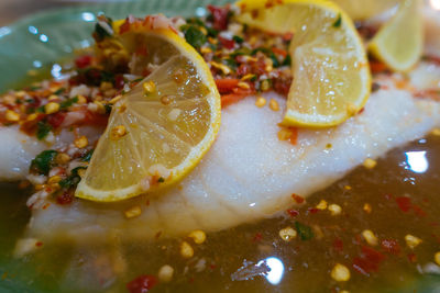 High angle view of seafood