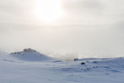 Scenic view of snow mountains against sky