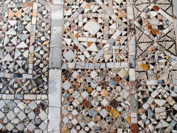 Full frame shot of ancient tiled floor of church