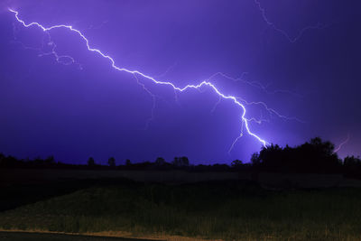 Lightning in sky at night