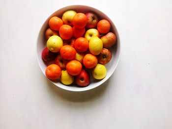 High angle view of fruits in bowl