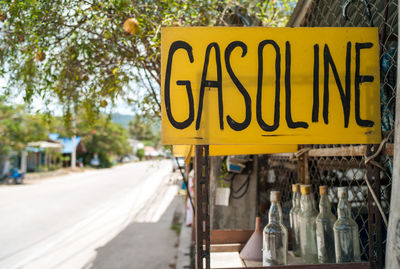 Gasoline text at roadside