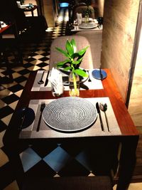 Close-up of dining table in restaurant