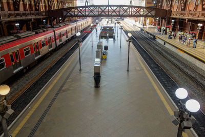 Train on railroad station platform