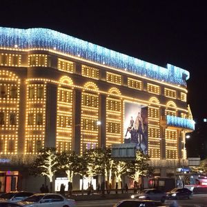 View of city street at night