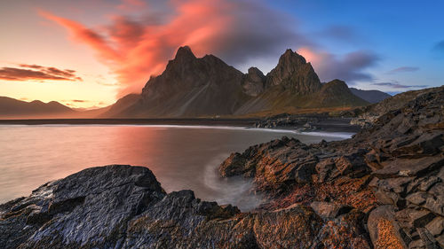 Scenic view of sea against sky during sunset