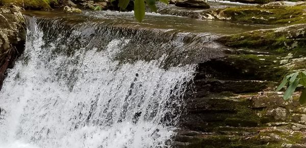 Water flowing through rocks