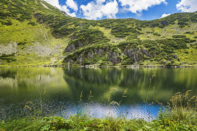 Scenic view of lake against sky