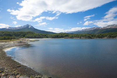 Scenic view of lake against sky