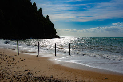 Scenic view of beach against sky