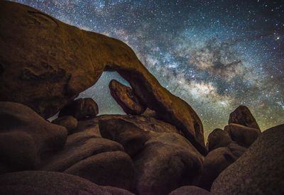 Scenic view of rocks and mountains against sky