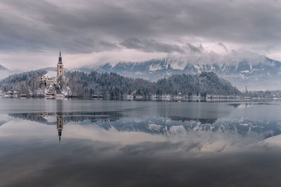 Reflection of clouds in lake