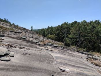 Scenic view of land against clear sky