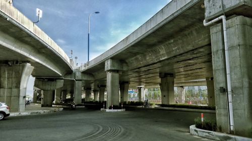 Bridge against sky in city