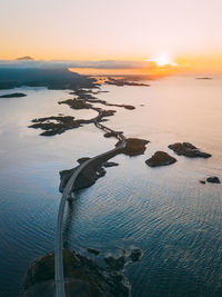 Aerial shot of the atlantic road in norway