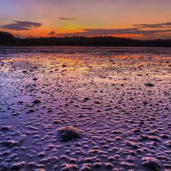 Scenic view of sea at sunset