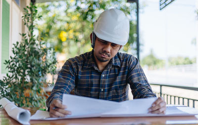 Man working on table