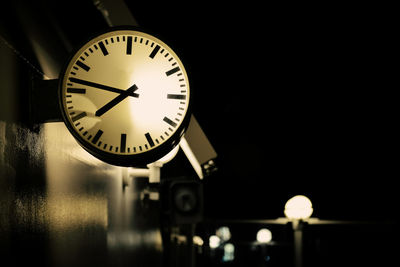 Close-up of clock at railroad station