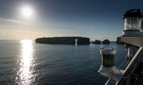 Panoramic view of sea against sky during sunset