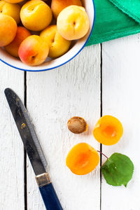 High angle view of fruits on table