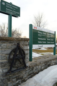 Information sign on snow