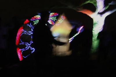 Close-up of illuminated lighting equipment