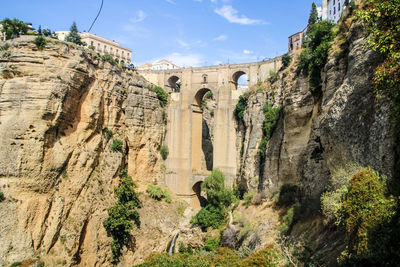 Low angle view of old ruins in ronda, málaga