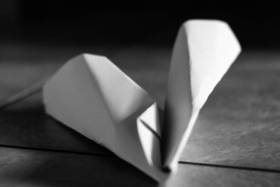 High angle view of paper on table