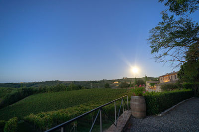 Scenic view of landscape against clear blue sky