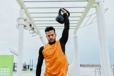 Portrait of man exercising outdoors