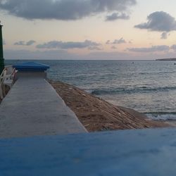 Scenic view of sea against cloudy sky