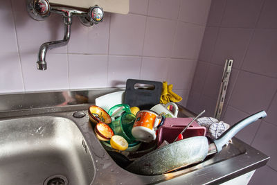 Various containers in kitchen at home