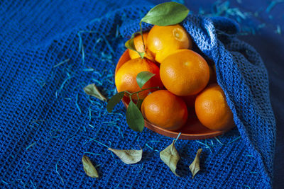 High angle view of orange fruit