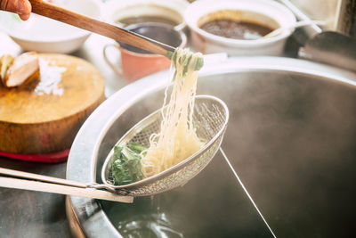 High angle view of food on table