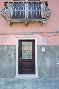 Closed door of building