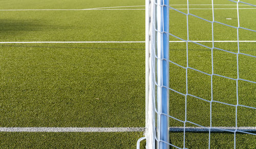 High angle view of soccer field