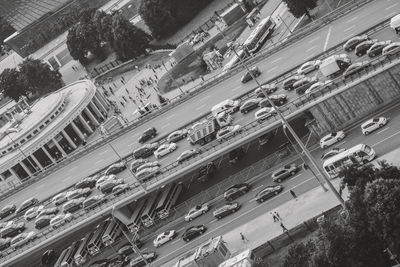 High angle view of city street