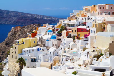 High angle view of buildings in santorini