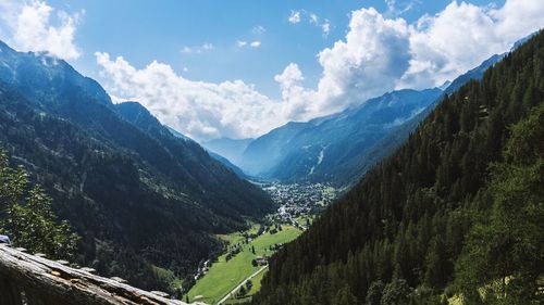 Panoramic view of mountains against sky