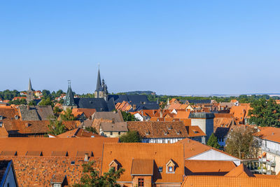 Panoramic view of quedlinburg old town, germany