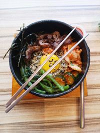 Close-up of food in bowl on table