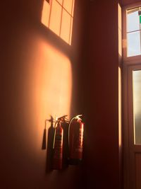 Close-up of illuminated window at home