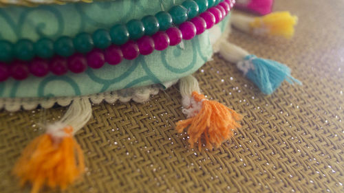 High angle view of orange on table