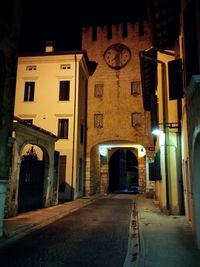 Illuminated building at night