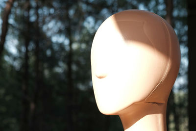 Close-up of mannequin face