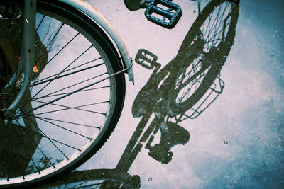 High angle view of bicycle by street