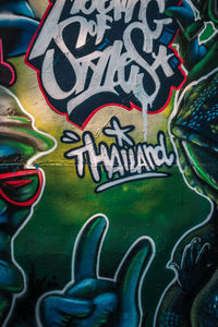 Close-up of graffiti on wall