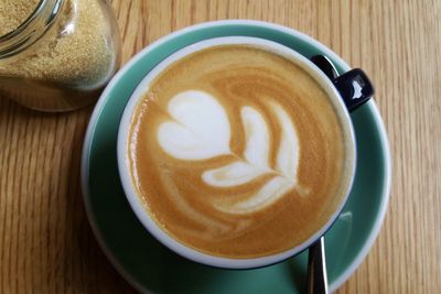 Directly above shot of cappuccino on table