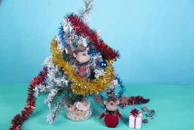 Full frame shot of christmas decoration against wall